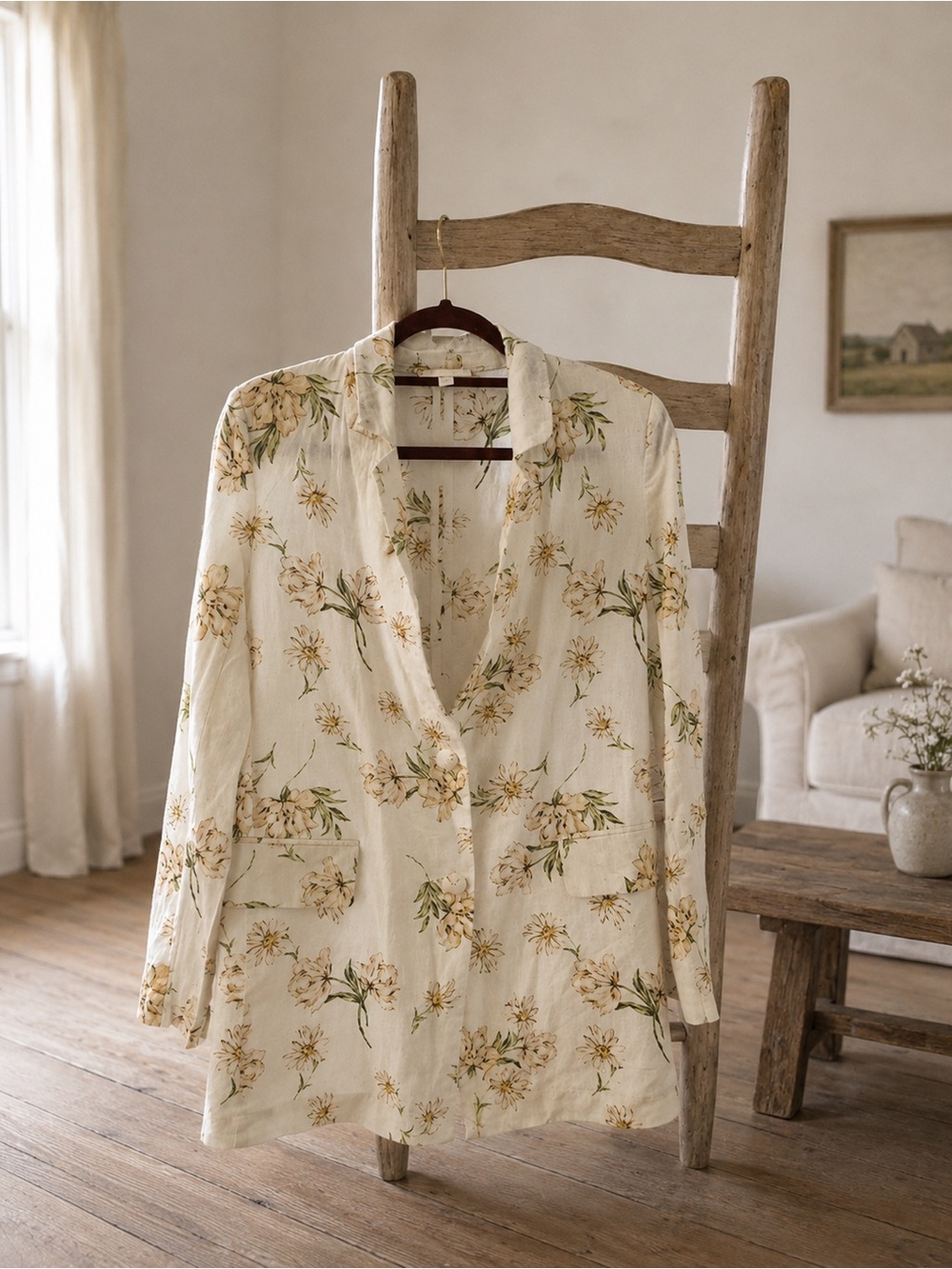 Gianni Bini Floral Longline Blazer Jacket, Cottage Core, Romantic
